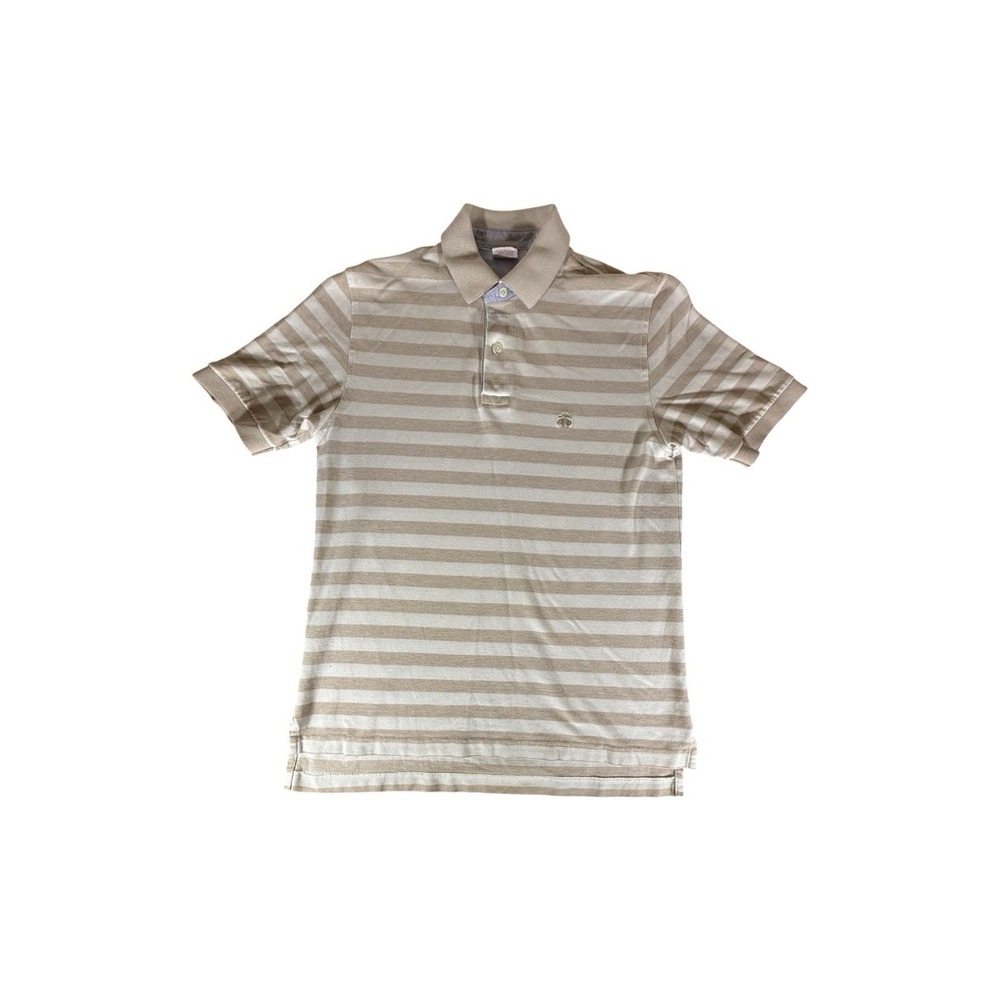 Brooks Brothers Performance Polo Shirt Adult Small Beige Striped Pullover Mens